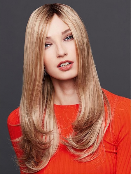 Best Quality Long Straight  Lace Front Monofilament Blonde Remy Human Hair  WomenWigs