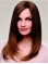 Long Straight 100% Hand-tied Brown Without Bangs Real  Human Hair Women Wigs