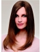 Long Straight 100% Hand-tied Brown Without Bangs Real  Human Hair Women Wigs