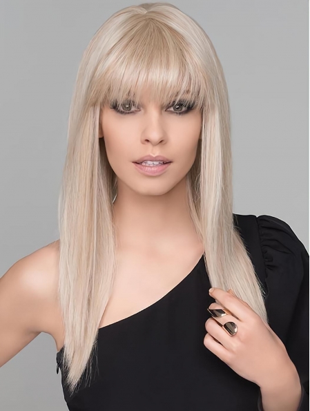  No-fuss Long Blonde Straight Monofilament Synthetic Women Wigs