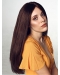 Straight Long 100% Hand-tied Lace Front Brown Without Bangs Human Hair Wigs For Women