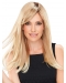 16" Long Straight Blonde hand-tied Synthetic Lace women Wigs