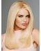 16" Long Straight Blonde Without Bangs Lace Front Remy Human Hair Wigs For Women