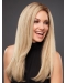 18'' Long Straight Platinum Blonde Without Bangs Human Hair Hand Tied  Women Wigs