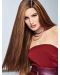 24'' Long Straight 100% Hand-Tied Brown Without Bangs Hand-tied Human Hair Women Wigs