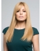Fashion 18'' Blonde Straight Long With Bangs Mono Top Human Hair Women Wigs