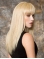  16" Long Blonde Straight Capless With Bangs Synthetic Women Wigs