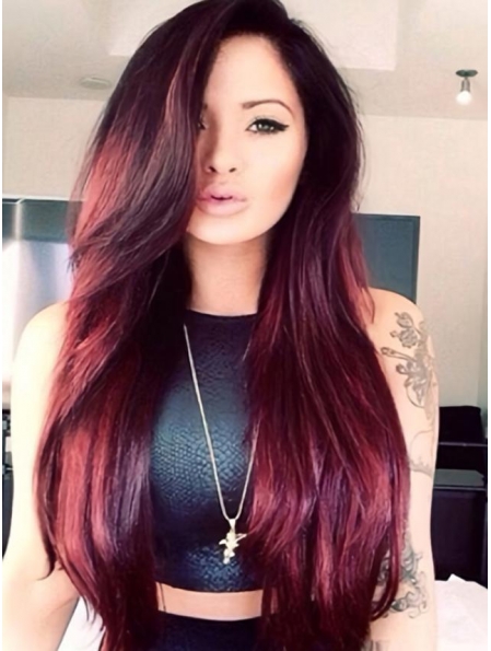 Beautiful Red Mono Top Capless Remy Human Hair Women Wigs