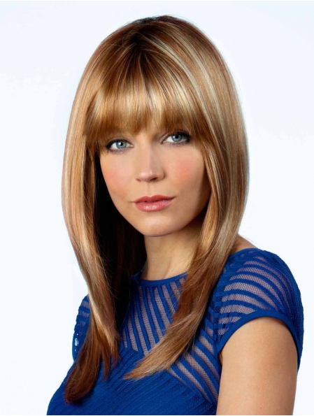 16'' Long Blonde Straight  Monofilament Synthetic Women Wigs