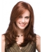 Fashionable 18'' Long Straight Auburn Layered Mono Top Human Hair Women Wigs
