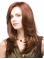 Fashionable 18'' Long Straight Auburn Layered Mono Top Human Hair Women Wigs