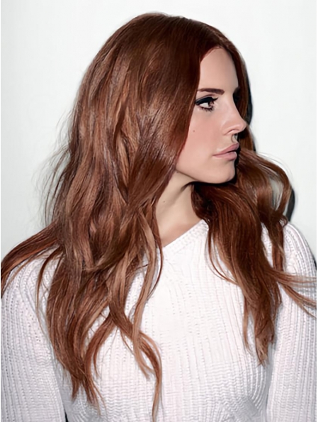 22'' Long Straight Fashionable Auburn Monofilament Lace Front Remy Human Hair Women Wigs