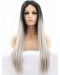 24" Straight Long Lace Front Two Tone Indian Remy Human Hair Women Wigs
