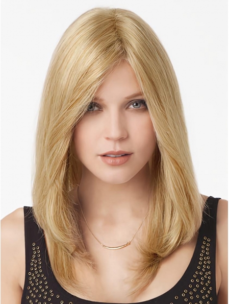 Cool Blonde Straight Monofilament Lace Front Long Human Hair Women Wigs