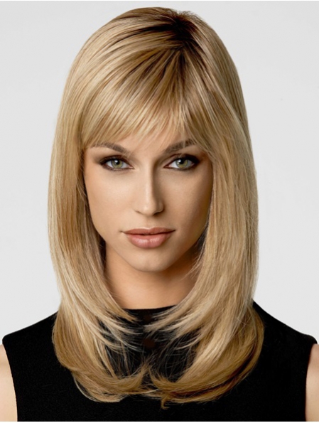 16'' Long Straight Capless Stylish Blonde  Synthetic Women Wigs
