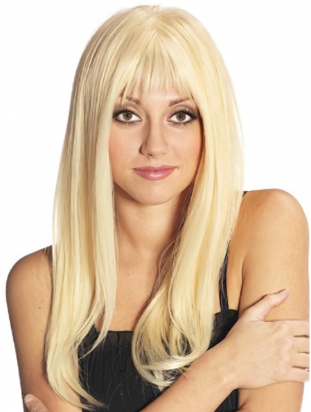 Blonde Long Straight Full Lace Remy Human Hair Women Wigs