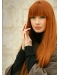 26'' Online Long Straight Lace Front Copper Remy Human Hair Women Wigs 