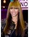 20'' Beyonce Knowles Trendy Lovely Long Straight with Blunt Bangs Glueless Lace Front  100% Human Hair Women wigs