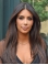 24''  Long Straight Lace Front Kim Kardashian Middle Parting  Human Hair Women Wigs 