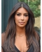 24''  Long Straight Lace Front Kim Kardashian Middle Parting  Human Hair Women Wigs 