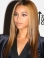18'' Beyonce Knowles Pretty Layered Glossy Long Straight Lace Front Human Hair  Women Wig 