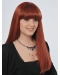 22'' Comfortable Red Straight 100% Hand-Tied Mono Top Long Human Hair Women Celebrity Wigs