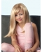 18'' High Quality Long Straight With Bangs Mono Top Lace Front Blonde Fabulous Synthetic Women Wigs