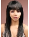 16'' Comfortable Black Straight Capless Long Indian Remy Human  Hair African American Women Wigs