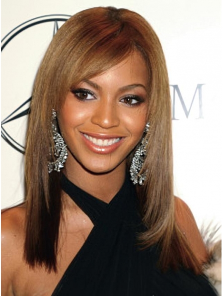 16'' Beyonce Hairstyle Fashionable Graceful Long Layered Straight Full Lace Human Hair Wig