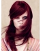 18'' Long Straight Dark Red Lace Front Remy Human Hair Women Wigs