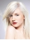 16'' Young Fashion Platinum Blonde With Side Bangs Capless Shoulder Length Synthetic Women Wigs
