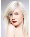 16'' Young Fashion Platinum Blonde With Side Bangs Capless Shoulder Length Synthetic Women Wigs