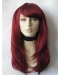18 Inches Dark Red Long Straight Lace Front Remy Human Hair Women Wigs