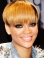 8'' Short Straight with Bangs Rihanna Watermelon Taro Style Lace Front Human Hair Women Wig 