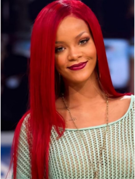 24''Long Straight Lace Front Rihanna Cascades Style 100% Human Remy Hair Women Wig