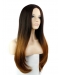 24 Inch Straight Without Bangs  Lace Front 100% Remy Human Hair Ombre Women Wigs