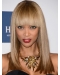 16'' Tyra Banks Long Straight With Bangs Lace Front Human Hair Women Wig