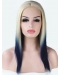 16" Straight Long Lace Front Indian Remy Human Hair Women Ombre Wigs
