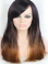 22 Inch Long Straight  With Bangs Lace Front 100% Remy Human Hair Ombre Wigs