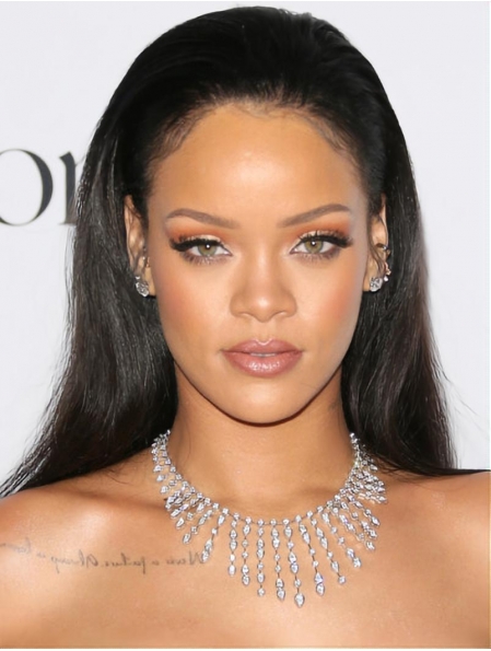 16'' Long  Straight Full Lace Human Hair Women Soft Rihanna Wigs