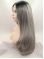 19" Straight Layered  Lace Front   Synthetic Long Grey Women Wigs