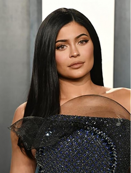18" Straight Long Lace Front Without Bangs Black Remy Human Hair Women Kylie Jenner Wigs