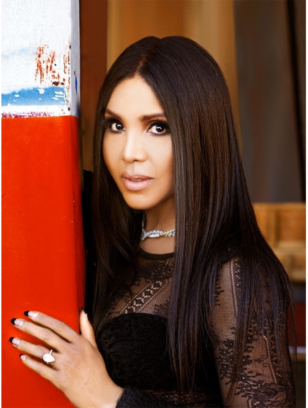 24" Straight Long Without Bangs Lace Front  Brown Remy Human Hair Women Toni Braxton Wigs