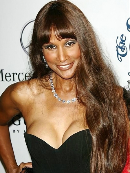 26" Long  Straight With Bangs Lace Front Synthetic Women Beverly Johnson Wigs