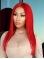  16" Straight Without Bangs Lace Front Red Long Synthetic Women Nicki Minaj Wigs