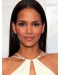 20'' Long Straight Without Bangs  Black Lace Front Synthetic Women Halle Berry Wigs
