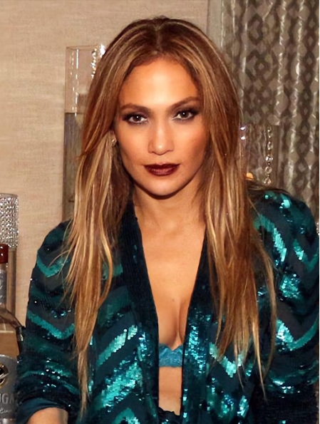  20" Straight Without Bangs  Lace Front Blonde Long Remy Human Hair Women  Jennifer Lopez Wigs