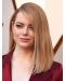 16" Stragiht Long Lace Front  Blonde Without Bangs Synthetic Women Emma Stone Wigs
