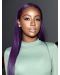 22" Straight Without Bangs Long Lace Front Purple Synthetic Women Justine Skye Wigs
