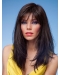 17'' Straight With Bangs Gorgeous Black Monofilament Long Synthetic Women Wigs